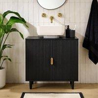 OHS Ribbed Undersink Bathroom Cabinet MDF Storage Organiser in Black