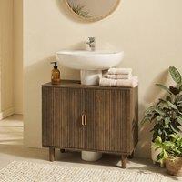 OHS Ribbed Undersink Bathroom Cabinet MDF Storage Organiser in Walnut