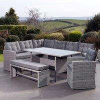 Artemis Home Piana 10 Seat Rattan Corner Sofa with Table, Bench & Chair in Grey