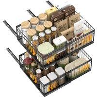 Blylund 2 Pack Matte Black Expandable Pull out Cabinet Organiser, 30cm-51cm