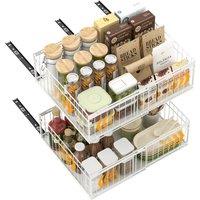 Blylund 2 Pack White Black Expandable Pull out Cabinet Organiser, 30cm-51cm