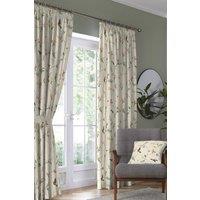 Dreams & Drapes 'Darnley' Nature Inspired Print Pair of Pencil Pleat Curtains With Tie-Backs in Coral | Size: 229 cm width x 183 cm drop