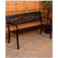 Home Discount Garden Vida Steel Garden Bench Rose 3 Seater Outdoor Furniture in Black