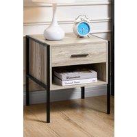 Home Discount Vida Designs Brooklyn 1 Drawer Bedside Cabinet Industrial Style in Grey