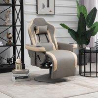 HOMCOM Manual Recliner Armchair PU Sofa Chair w/ Footrest & 135 Reclining in Grey