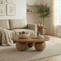 FurnitureboxUK Olympus Round Wood Sphere Leg Coffee Table in Walnut