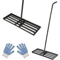 Crystals Lawn Leveling Rake Level Lawn Tool with 78 Steel Extended Handle -Black in Black | Size: Large