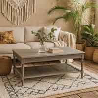 Wyld Haus Laurelbrook Rattan Shelf Rectangular Coffee Table in Grey