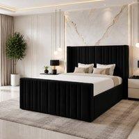 SOFT SNOOZE BEDS Panel Divan Ottoman Upholstered Storage Bed in Black | Size: Single