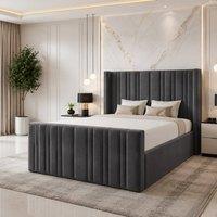 SOFT SNOOZE BEDS Panel Divan Ottoman Upholstered Storage Bed in Dark Grey | Size: Small Double