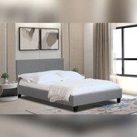 Comfy Living Ltd Modern Hopsack Fabric Upholstered Bedframe in Light Grey | Size: King