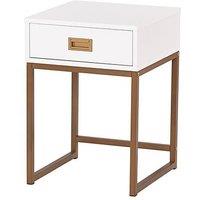 Moderna Bedside Table Nightstand Gold in White
