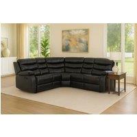 SquareBoxx Serafina 5 Seater Leather Recliner Corner Sofa w/ Drop Down Armrest in Black