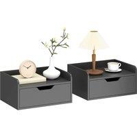 HOMCOM Floating Nightstands Set of 2, Nightstand with Drawer, Black | Size: 40 cm x 30 cm