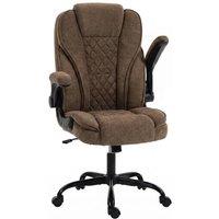 HOMCOM Office Chair, Computer Desk Chair with Flip-up Armrest, Brown