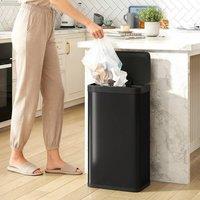 HOMCOM 45L Sensor Bin, Metal Kitchen Bin with Automatic Close, Black