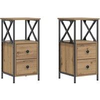 Berkfield Home Bedside Cabinets 2 pcs Artisan Oak 34x35.5x70 cm Engineered Wood in Brown
