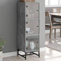 Berkfield Home Highboard with Glass Doors Concrete Grey 35x37x120 cm | Size: 35 x 37 x 120 cm