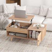 Costway Lift Top Coffee Table with Storage Flip Top Center Table with Cabinet in Natural
