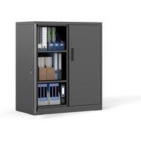 Gymax 80 x 91 cm Lockable Tool Cabinet 2-Door File Pantry Cabinet Black