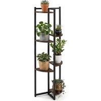 Costway 6-Tier Plant Stand Tiered Display Rack with 6 Fan-Shaped Shelves in Brown