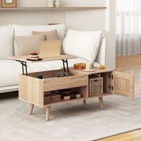 Costway Lift Top Coffee Table Pull up Coffee Table with Storage in Natural