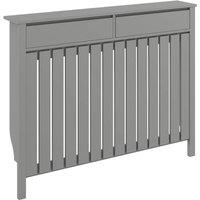 NESTLUNE Large Radiator Cover with Drawers & Vertical Slats 119 x 19 x 93 cm in Grey | Size: 100 cm x 15 cm