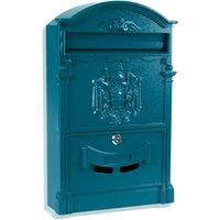 NESTLUNE Blue VINTAGE OUTDOOR LOCKABLE LETTER POST BOX MAILBOX