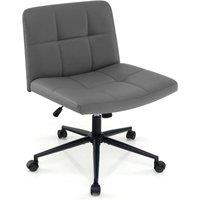 Kelvenix Criss Cross Chair PU Leather Upholstered Cross-legged Chair in Grey | Size: 0.6m2