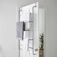 PAWNORA 5 Tier Over Door Clothes Airer Towel Rail Rack in Silver