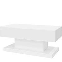 KORVIXA Lift Top Coffee Table LED Center Table in White | Size: 100 cm x 100 cm