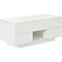 KORVIXA High Gloss LED Lift Top Coffee Table in White | Size: 100 cm x 100 cm