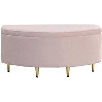 KORVIXA Ottoman Storage Box Velvet Bench in Pink | Size: 100 cm x 100 cm