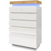 KORVIXA Sideboard LED Storage Cabinet w/ 6 Drawers in White | Size: 100 cm x 100 cm