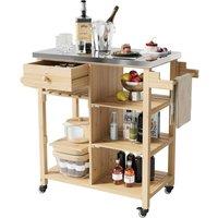 KORVIXA Grill Cart Wooden Food Prep Pizza Oven Table in Natural | Size: 100 cm x 100 cm