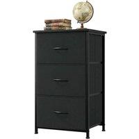 KORVIXA 3-Drawer Dresser Removable Fabric Bin Storage in Black | Size: 100 cm x 100 cm