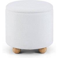 Havendro 45cm Chenille Round Storage Ottoman Foot Stool in White