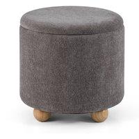 Havendro 45CM Chenille Round Storage Ottoman Footrest Stool in Grey