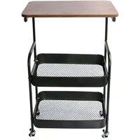 Kelvenix Black 3 Tier Rolling Storage Trolley with Table Top | Size: 0.6m2