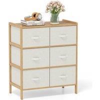 VOGREX 6-Drawer Dresser for Bedroom Bamboo Storage Tower Organizer Closet in Beige