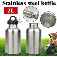 NESTLUNE 2PC 2L Stainless Steel Large Mouth Water Drink Bottle Kettle in Silver | Size: 100 cm x 60 cm
