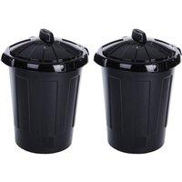 FLAVORA 2pcs Garden Storage Animal Feed Bin with Lid in Black | Size: 0.6m2
