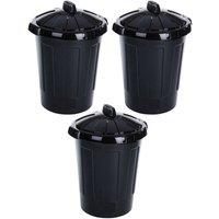 FLAVORA 3Pcs Garden Storage Animal Feed Bin with Lid in Black | Size: 0.6m2