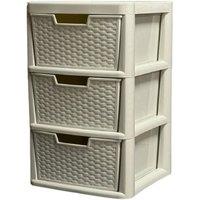 FLAVORA Storage Drawer Unit 3 Tier Organizer Heavy Duty in Cream | Size: 500mm