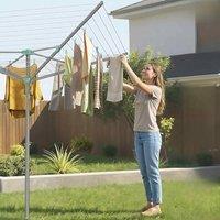 The Bazaarist Rotary Washing Line with Cover & Peg Clips, Silver