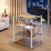 The Bazaarist Heated Clothes Airer Foldable Electric Drying Rack, Silver
