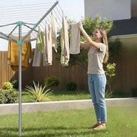 The Bazaarist Foldable Rotary Washing Line with Cover, Silver