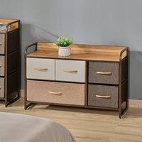 STILVORA 5-Drawer Chest with metal frame wood-effect top in Natural