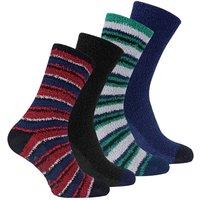Sock Snob Men's 4 Pack Cosy Soft Fluffy Slipper Bed Socks with Grips in Green | Size: 6-11