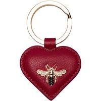 Mala leather Women's Leather Heart Bee Keyring in Red | Size: Small
